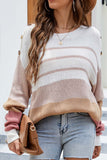 Slouchy Buttoned Shoulder Colorblock Sweater