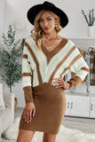 Colorblock Hollow Out Sweater Dress