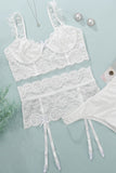 Lace Push up Bra and Panty Set with Garter Belt