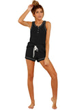 Multicolor Tie-dye Knit Sleeveless Shorts Pajamas Set