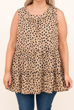 Plus Size Leopard Print Ruffle Tiered Tank Top