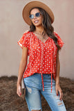 V-neck Short Sleeve Fashion Print Fantasy Fluttering Blouse