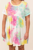 Tie Dye Crewneck Short Sleeve Casual Plus Size Dress