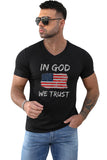 American Flag Letter Graphic Print V Neck Men's T Shirt