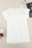 Lace Splicing Ruffled Short Sleeve T-shirt
