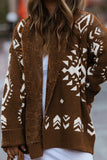 Aztec print Open Front Knitted Sweater