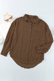 Brown Swiss Dot Buttoned Pocket Long Sleeve Shirt