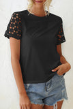 Floral Lace Sleeve Patchwork Tee