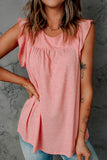 Pink Keyhole Back Ruffled Sleeveless Top