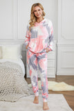 Shut-eye Pocketed Tie-dye Knit Hooded Joggers Set