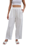 Elastic Waist Pocketed Wide Leg Pants