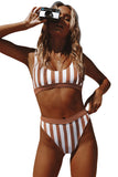 Athletic Striped Tank High Waist Bikini