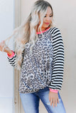 Leopard Stripe Twist Long Sleeve Top