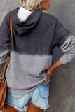 Light Green Dip-Dye Colorblock Drawstring Hoodie with Pockets