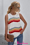 Crew Neck Colorblock Stripes Tank Top