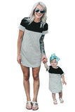 Family Matching Striped Splicing Mom's T-shirt Mini Dress