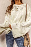 Khaki Flare Sleeve Texture Knit Sweater