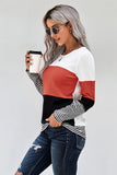Stylish Colorblock Splicing Stripes Top