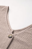 V Neck Button Front Crinkled Blouse