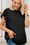Ruffled Sleeve Swiss Dot T-shirts