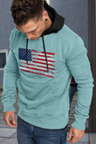 American Flag Print Color Block Men's Hoodie