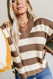 Stripe Oversized V Neck Striped Sweater