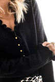 Frilled V Neckline Buttons Sweater Cardigan