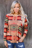 Aztec Leopard Back Long Sleeve Top