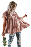 Dusty Pink Polka Dot Babydoll Style Flutter Sleeve Top