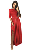 Off Shoulder Lace Bodice High Waist Maxi Skirt Evening Dress