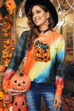 Tie-dyed Pumpkin Halloween Print Graphic Sweatshirt