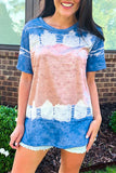 Tie-dyed Color Block Print T-shirt