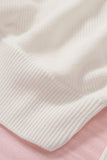 Sexy V Neck Surplice Hollow-out Sweater with Lace Sleeves