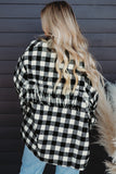 Black Fringed Plaid Print Shacket