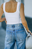 Ribbed Knit Henley Crop Tank