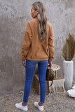 Turn-down Collar Long Sleeve Zipper Fleece Pullover Sweatshirt