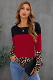 Parent Child Matching Mom's Leopard Colorblock Long Sleeve Top