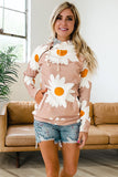 Daisy Print Zipped Doublehood Sweatshirt