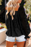 Floral Textured Square Neck Ruffled Babydoll Top