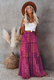 Tiered Paisley Print Pocketed Maxi Skirt