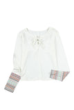 Lace up Contrast Wrist Long Sleeve Top