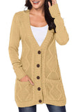 Multicolor Front Pocket and Buttons Closure Cardigan