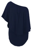 Plus Size Multiple Dressing Layered Dark Blue Mini Poncho Dress