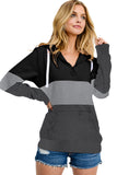 Color Block Zipped Neck Hoodie