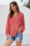 Boho Print Balloon Sleeve Blouse
