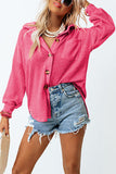 Pink Waffle Knit Button Up Casual Shirt