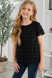 Swiss Dot Little Girl Short Sleeve Top