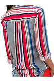 Navy Striped Modern Women Shirt