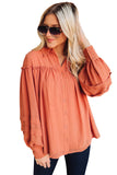 Frill Trim Creasy Puff Sleeve Shirt