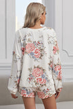 Floral Print White Knit Lounge Set